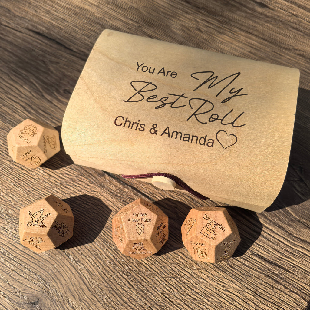 Anniversary Gift For Him, Gift For Newly Wedded Couples, Set of 4: Personalized Date Night Dice, Cute Idea For Valentine Gift,