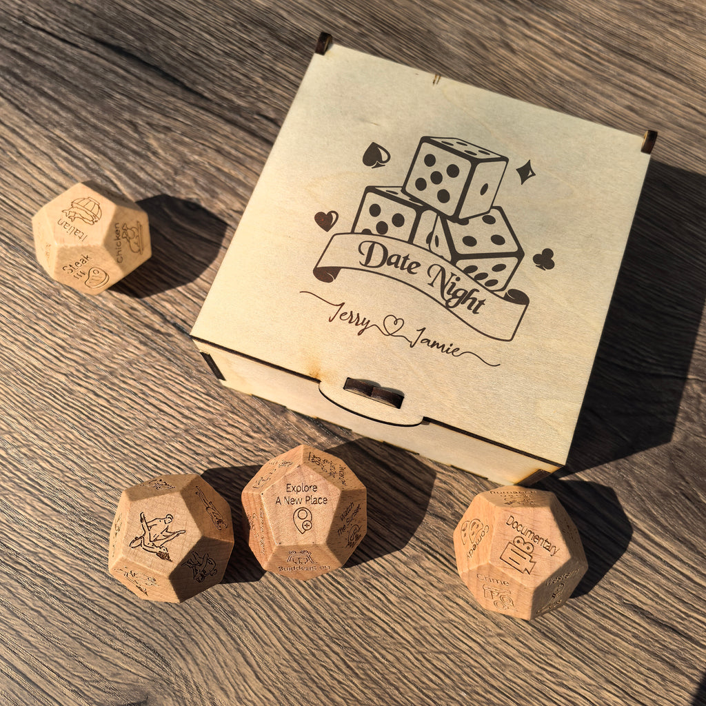 Cute Idea For Valentine Gift, Anniversary Gift For Him, Gift For Newly Wedded Couples, Set of 4: Personalized Date Night Dice