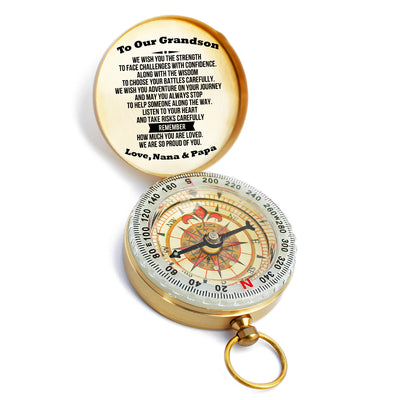 Anniversary Gifts For Him, To Our Grandson Compass, Graduation Gift, Personalized Compass, Gifts For Men, CG78