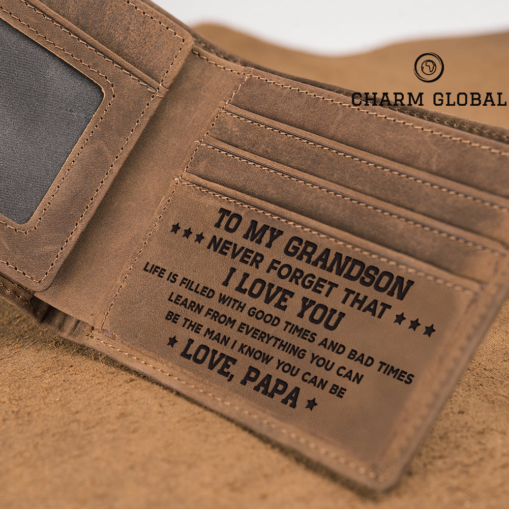 Personalized Leather Wallets, To My Grandson Wallet, Perfect Gifts For Men, W95
