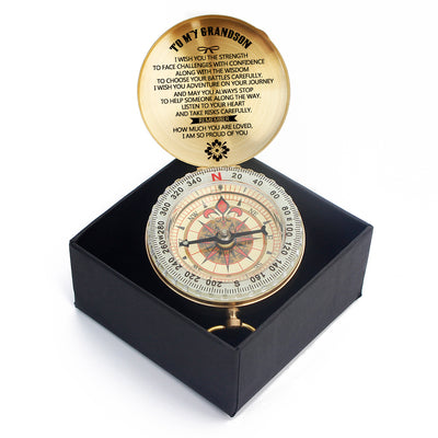 To My Grandson Compass, Graduation Gift, Personalized Compass, Gifts For Men, Anniversary Gifts For Him, EC052