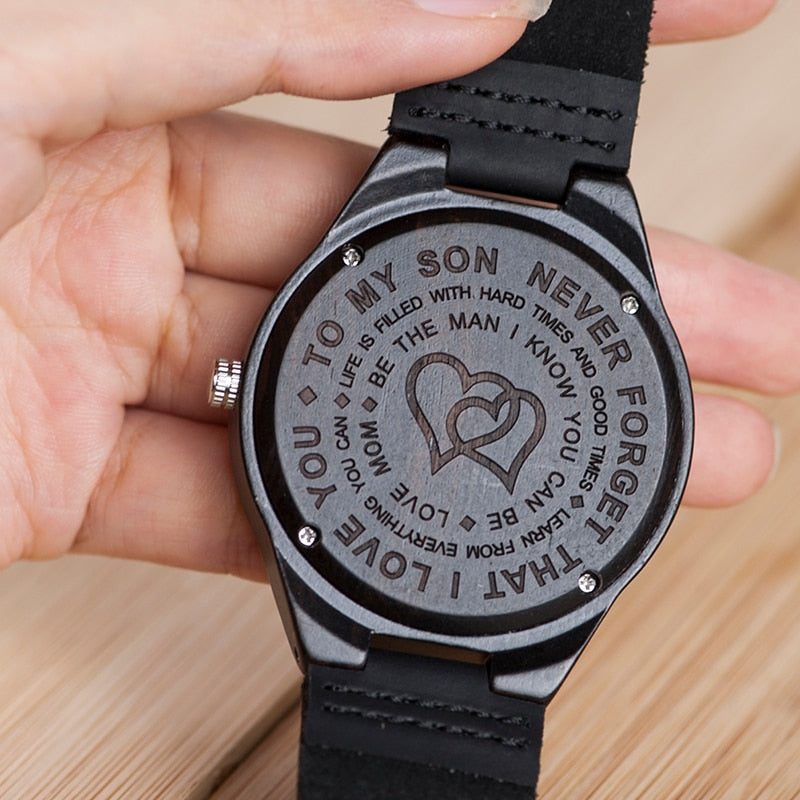Personalized Wooden Watch For Son-Mom To Son Never Forget CG07