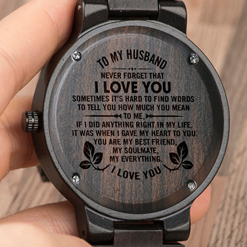 Engraved Wooden Watch For Husband-Gift For Husband NEVER FORGET CG05